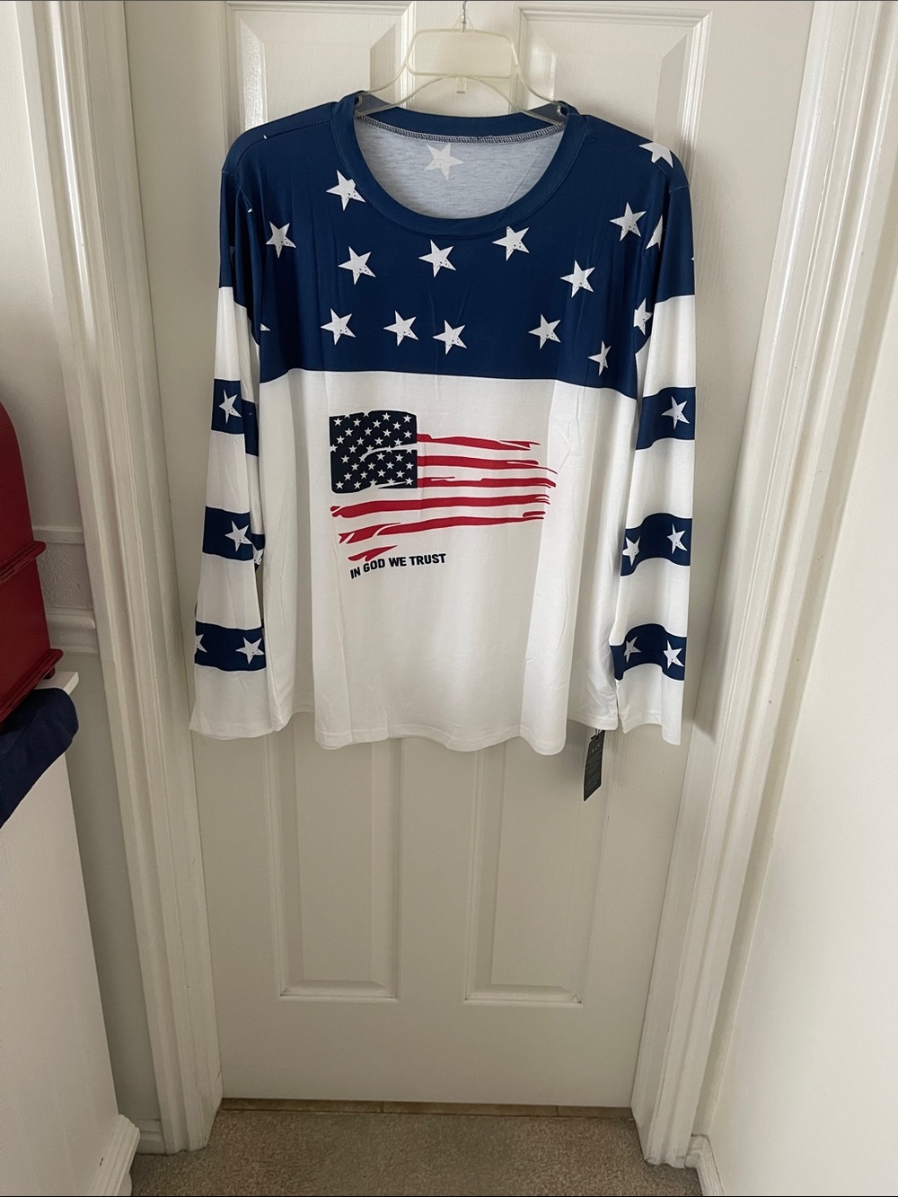 CO Patriotic Long-Sleeve Tee in Navy, White & Red